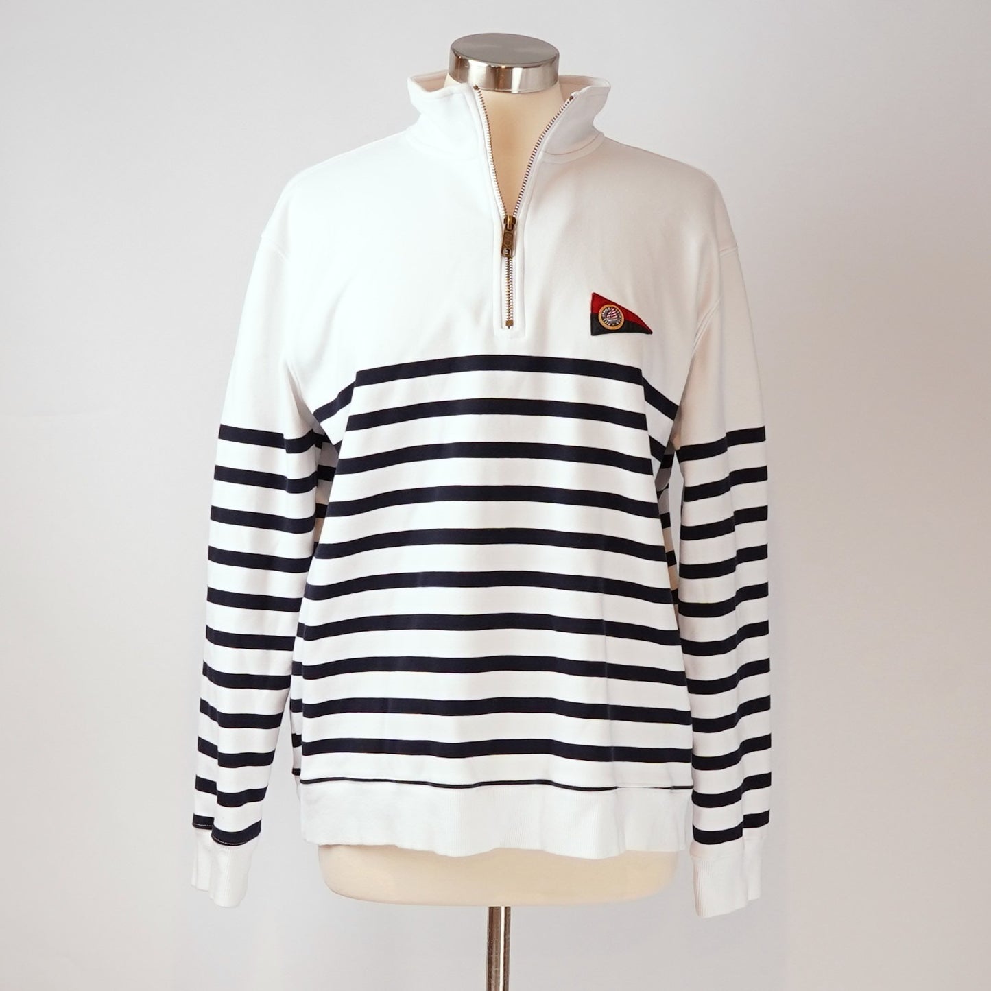 Kiel James Patrick Saltwater Striped Quarter Zip Nautical - Medium