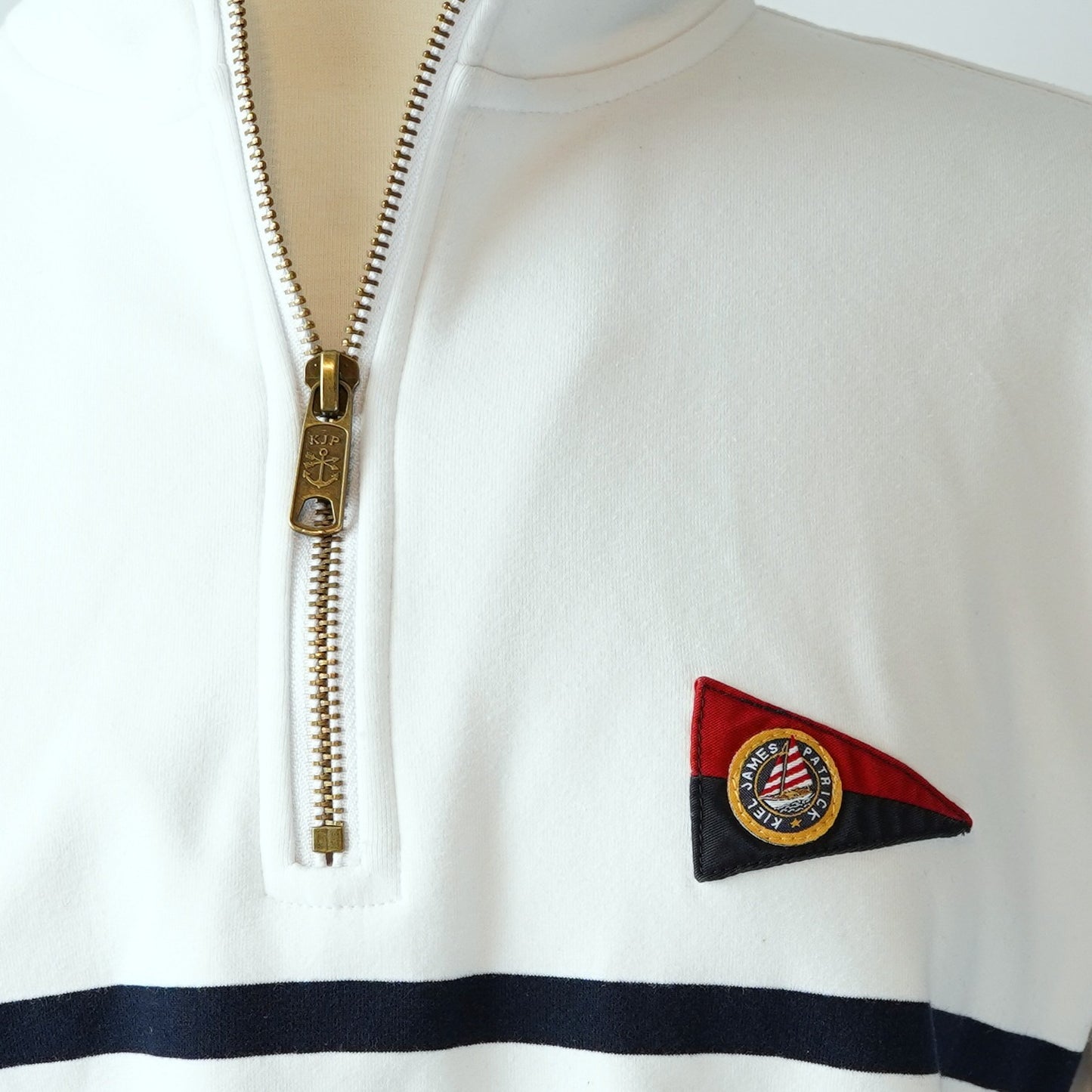 Kiel James Patrick Saltwater Striped Quarter Zip Nautical - Medium