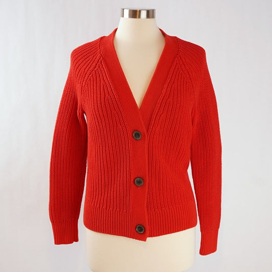 Gap Red Button Front V Neck Cardigan 100% Cotton - S