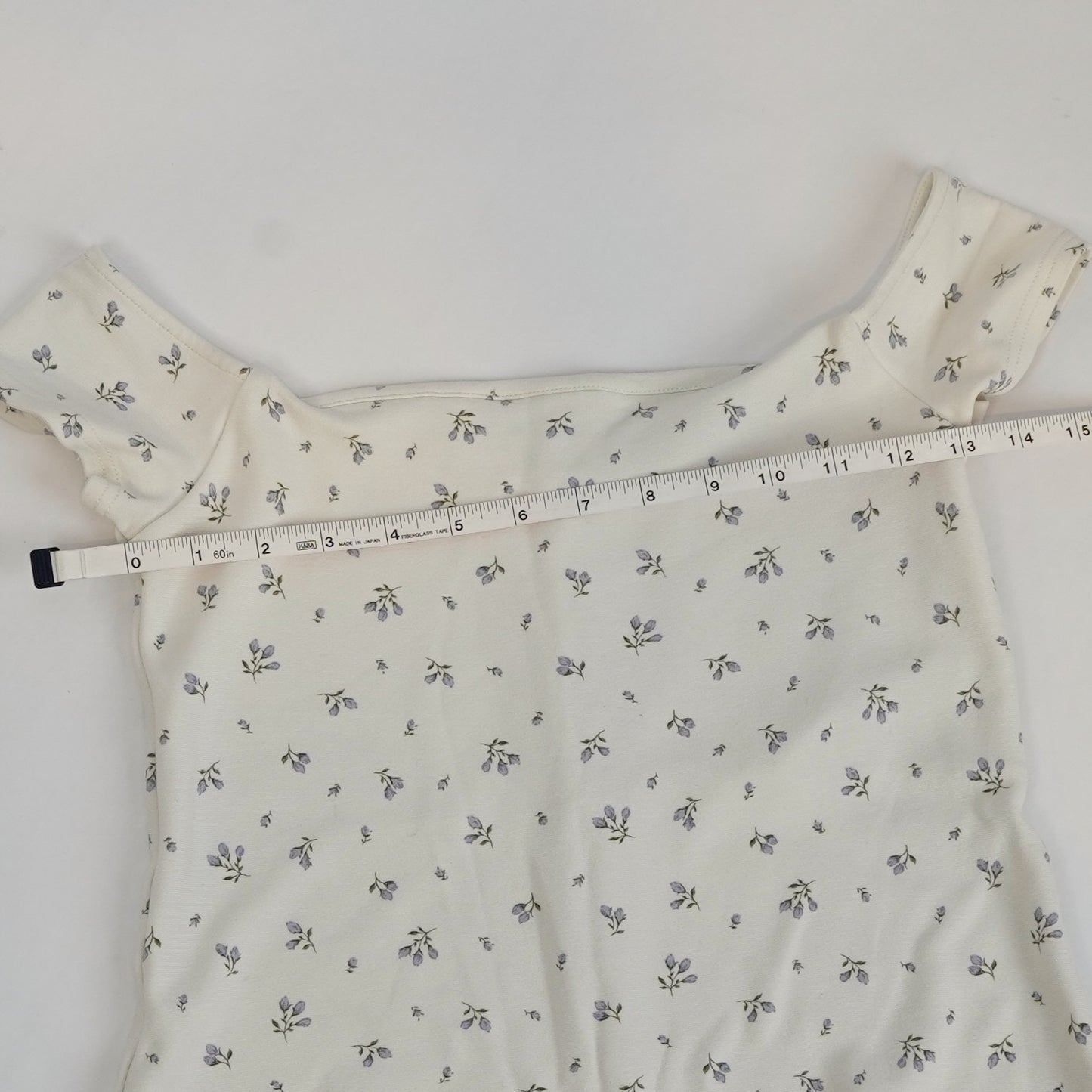 H&M Cap Sleeve Jersey Mini Dress Ditzy Floral White Blue - M