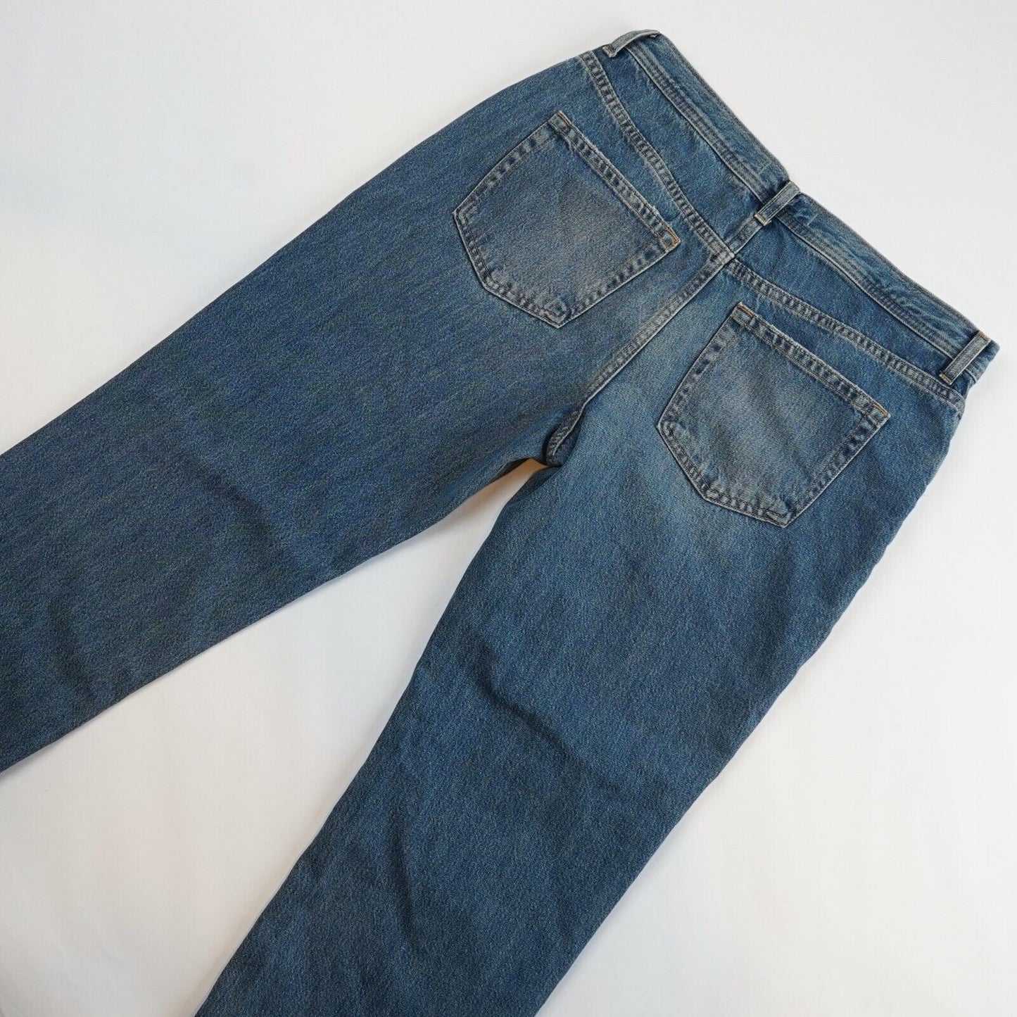 Free People Maggie Straight Leg Jeans Mid Rise Raw Hem - 30