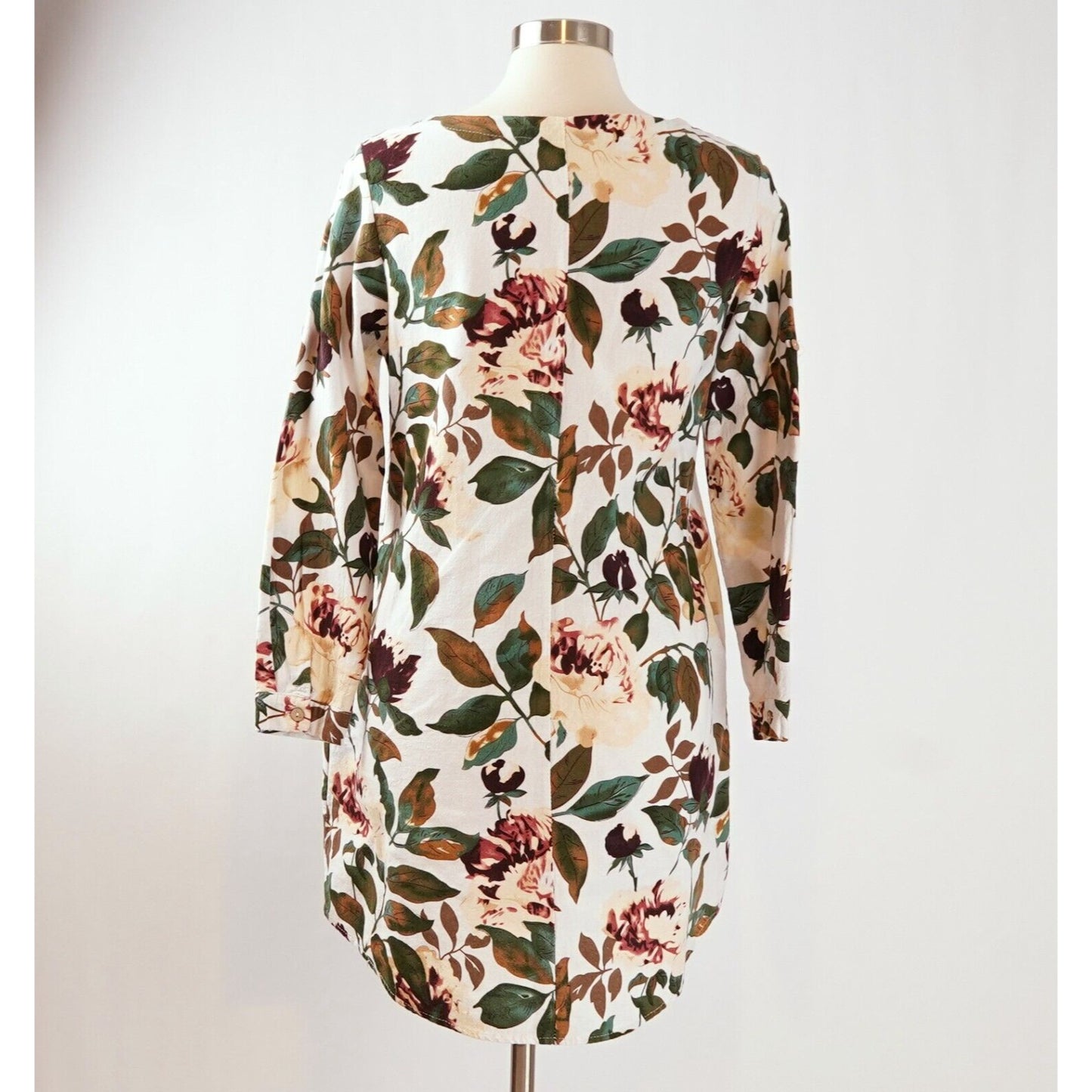All Over Floral Print Cotton Shift Dress - L