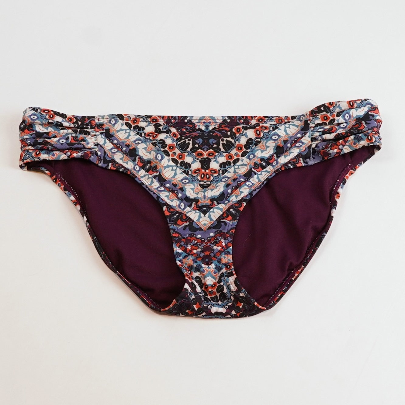 Athleta Marrakesh Shirred Hipster Bikini Bottom Purple Geo Print - M