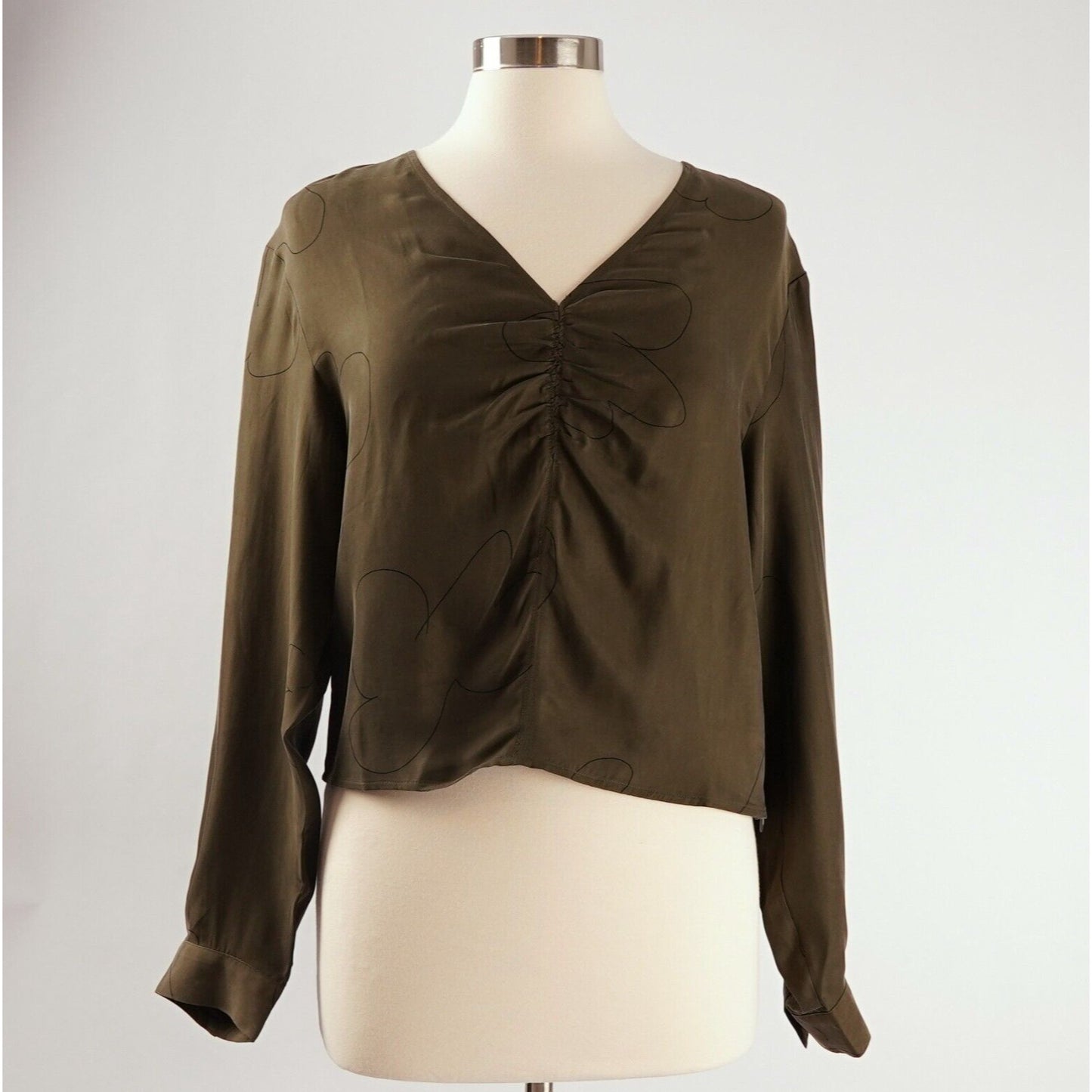 Madewell Brushed Ruched-Front Top Expedition Green - 8