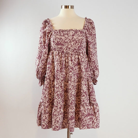 Storia Tiered Puff Sleeve Babydoll Dress - M