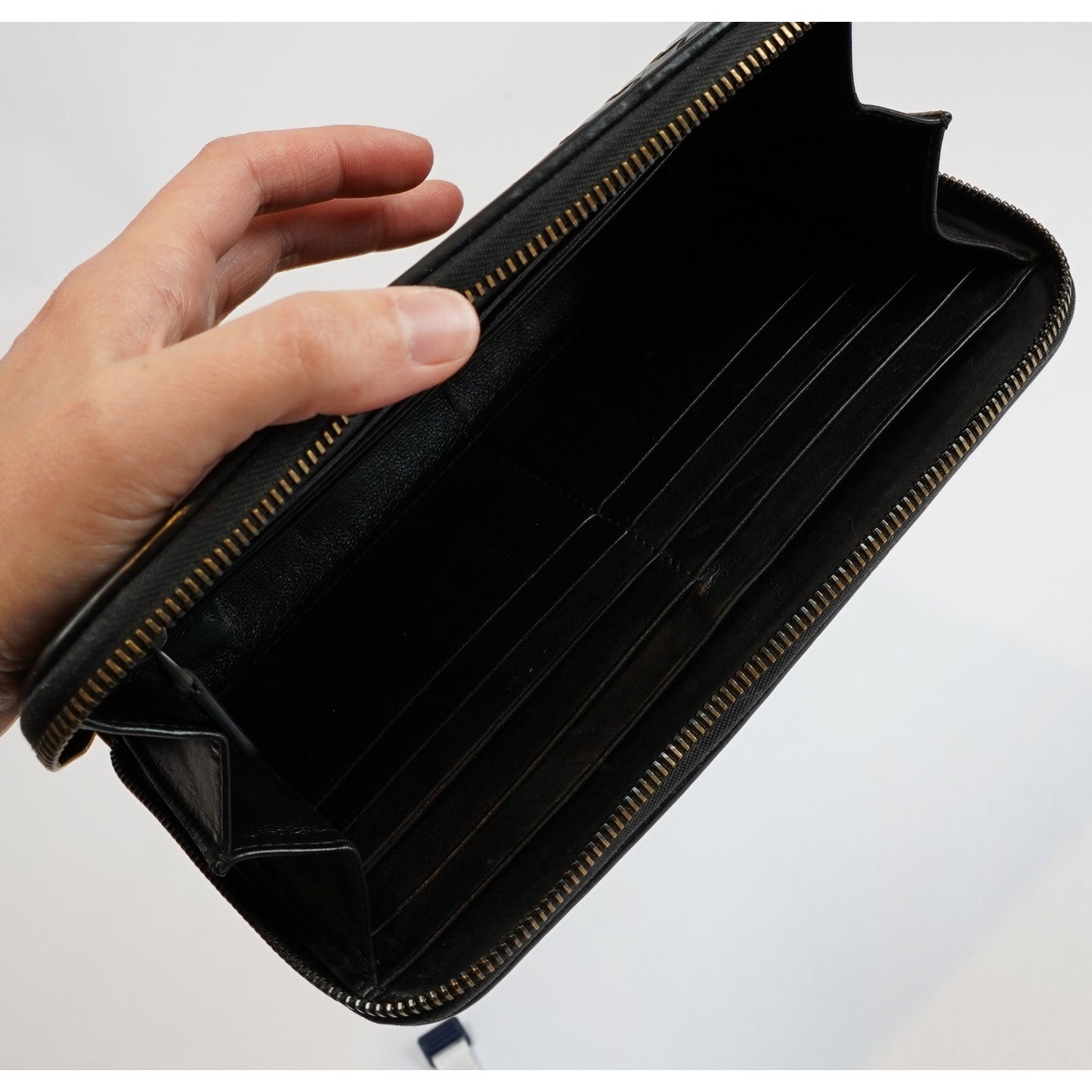 Bottega Veneta Continental Black Intrecciato Leather Zip Wallet 8.5in Oversized