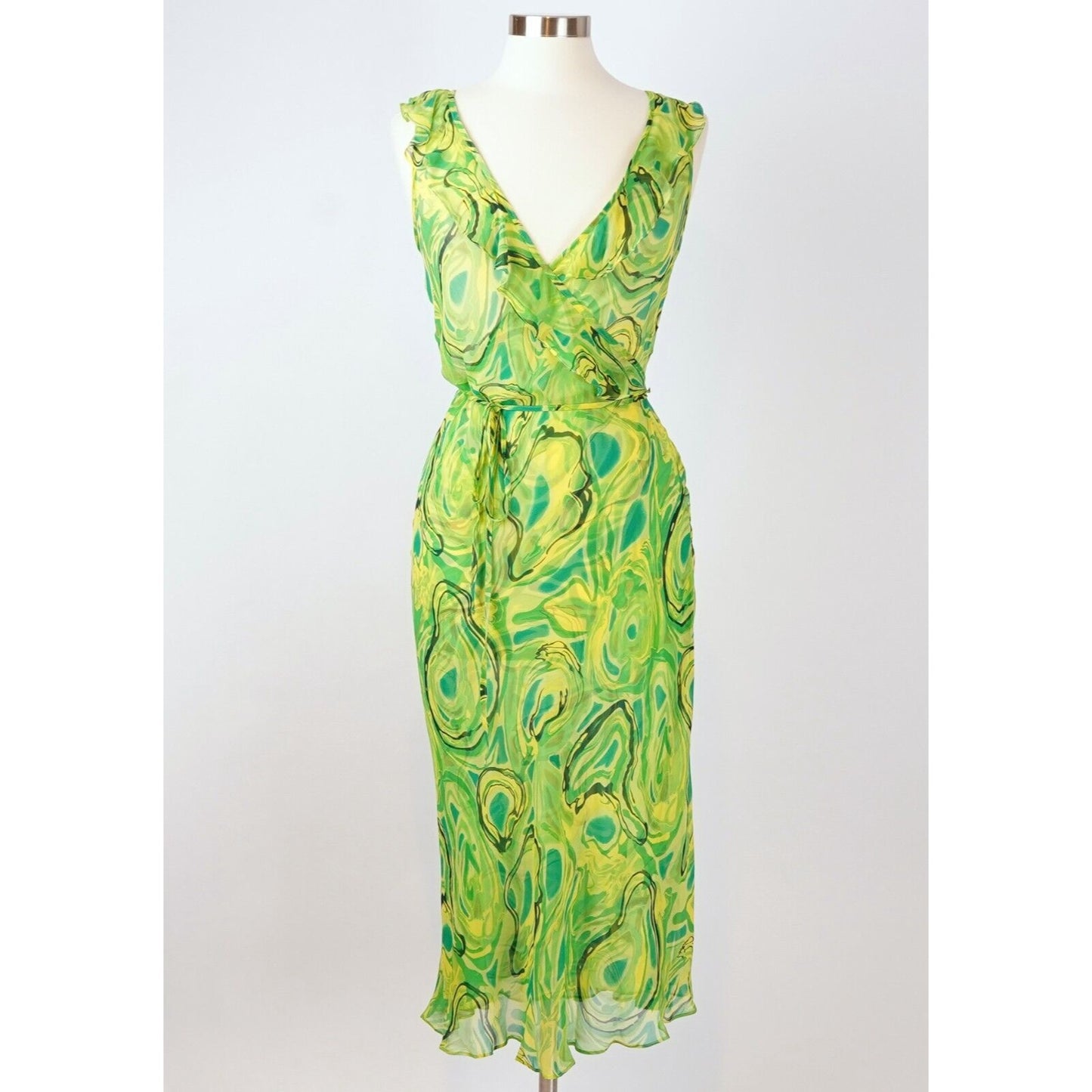 Betsey Johnson Sheer Silk Midi Wrap Dress - L