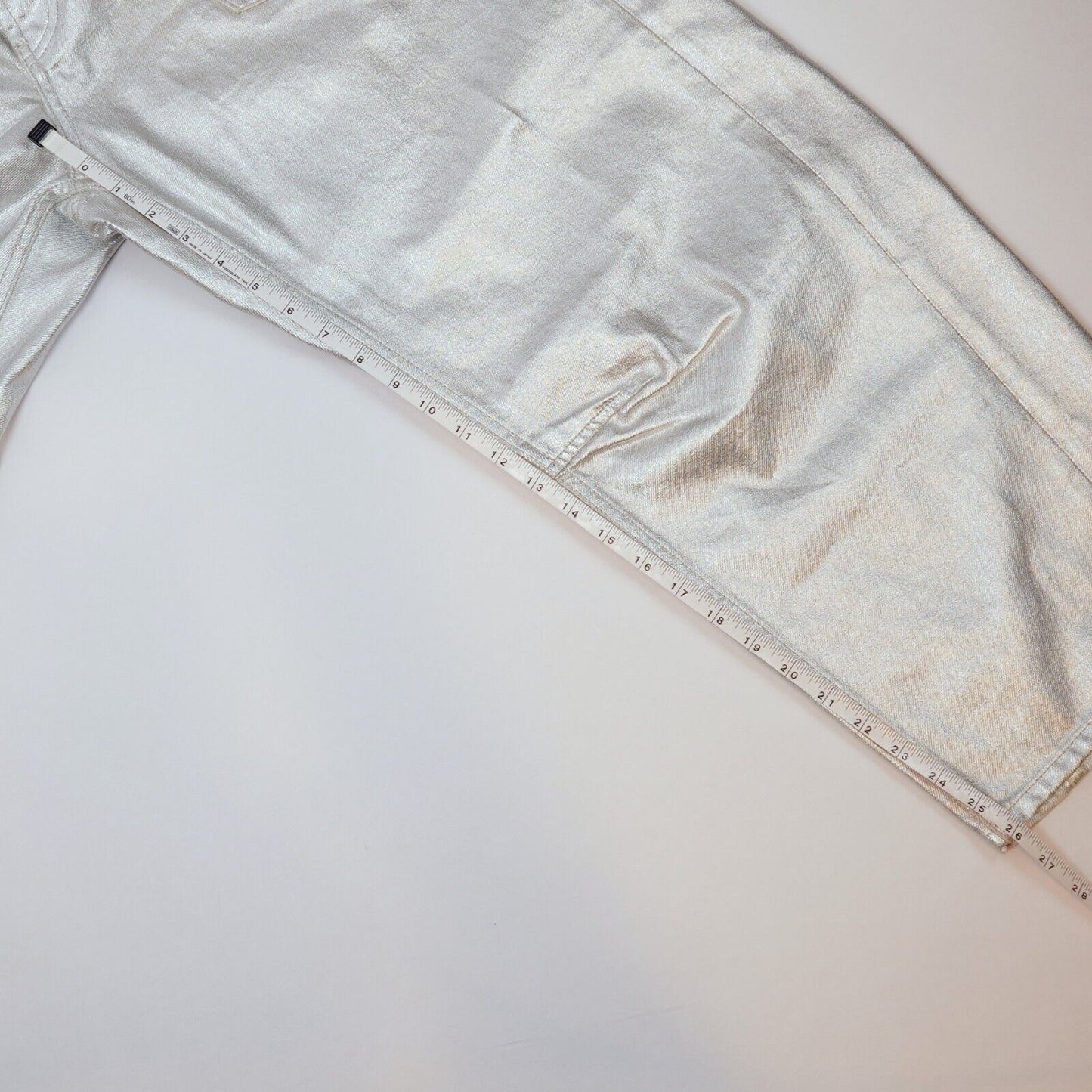 Free People Moxie Metallic Silver Low-Slung Barrel Jeans - 29