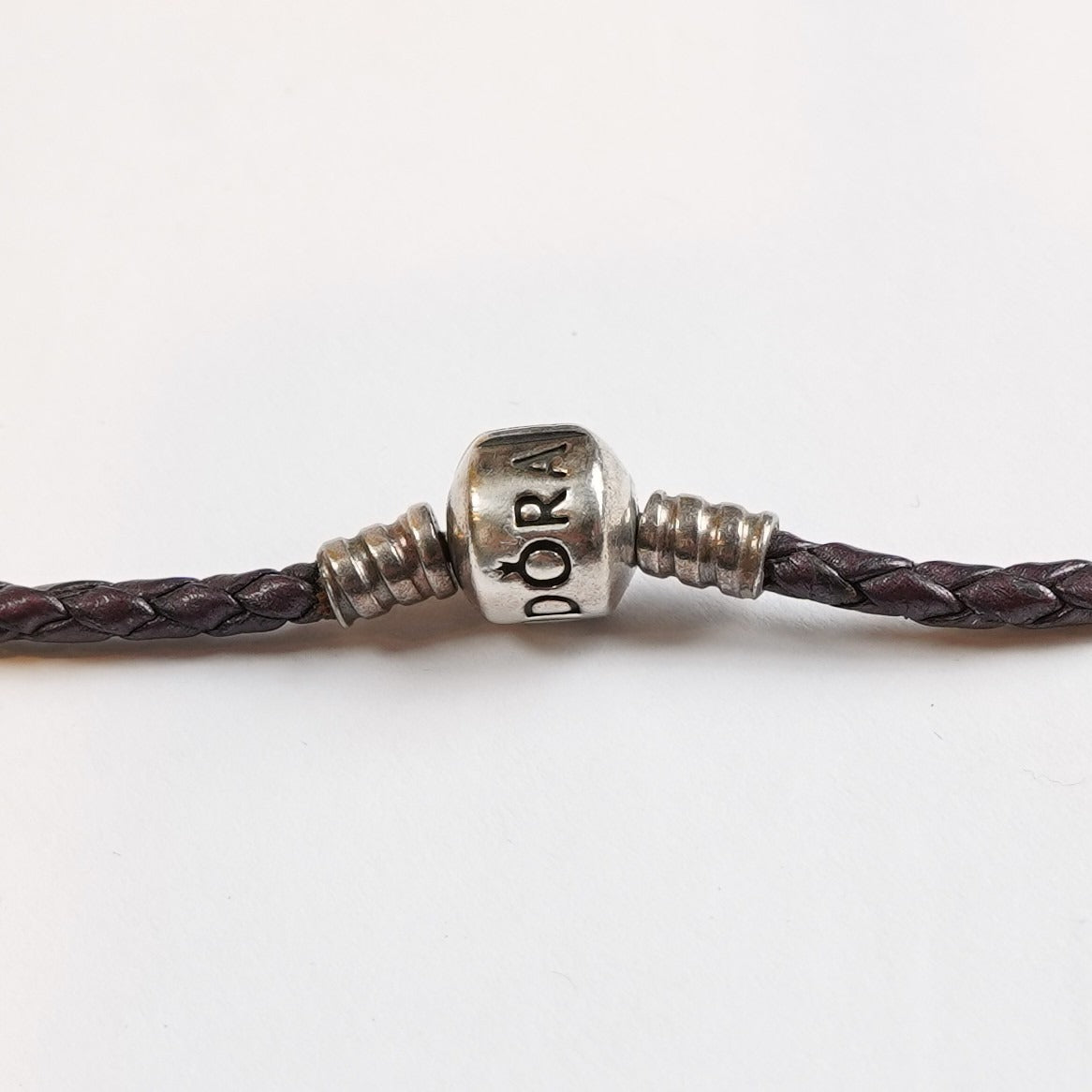 Pandora Deep Purple Leather Double Wrap Bracelet Sterling Silver Clasp