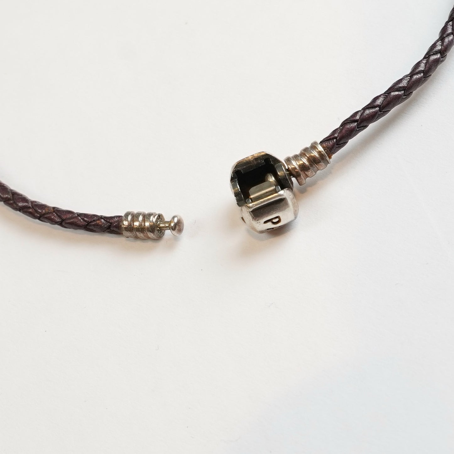 Pandora Deep Purple Leather Double Wrap Bracelet Sterling Silver Clasp