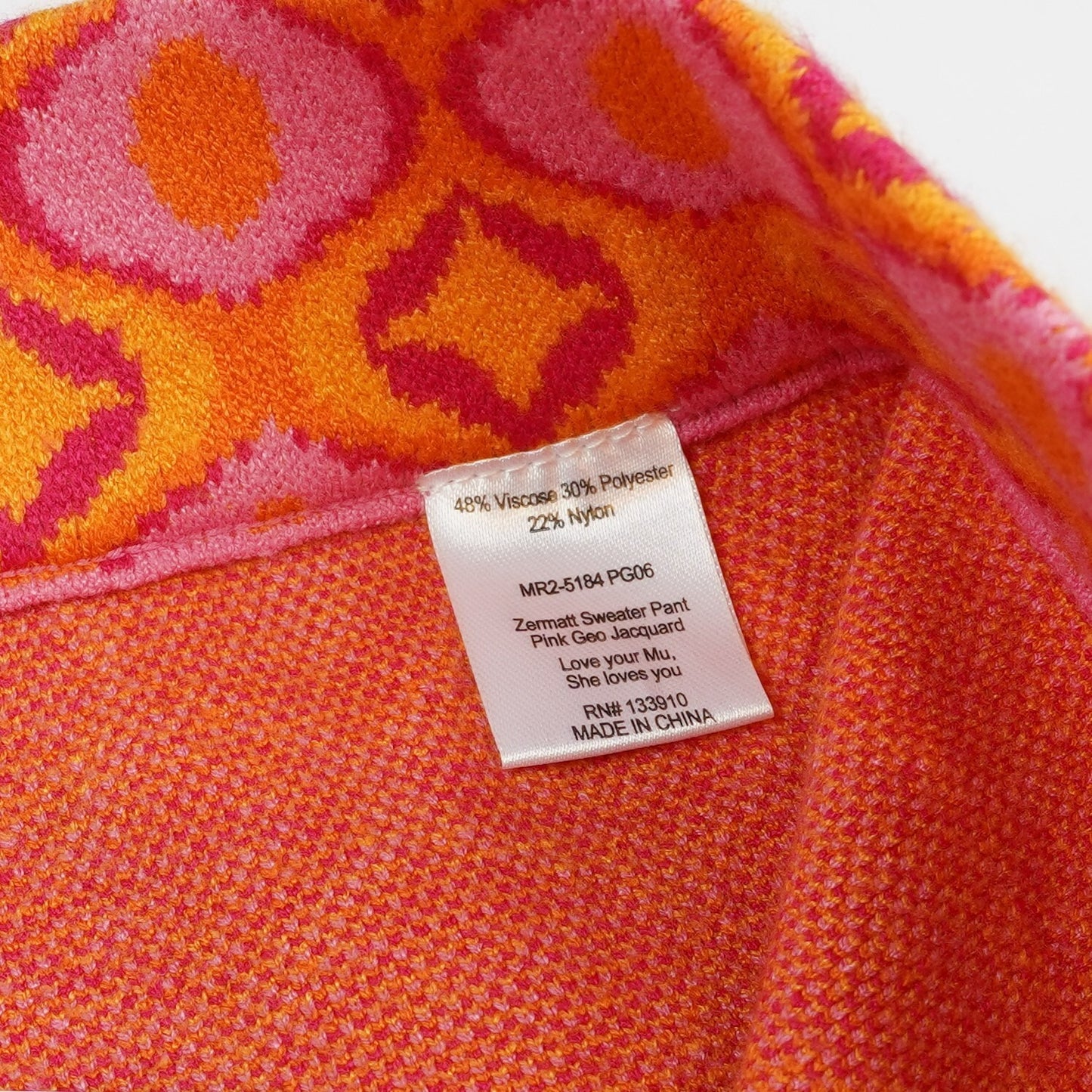 Show Me Your Mumu Zermatt Sweater Pants Pink Geo Jacquard - S