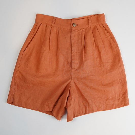 Reformation Bello Relaxed Pleated Linen Shorts Salmon - 6