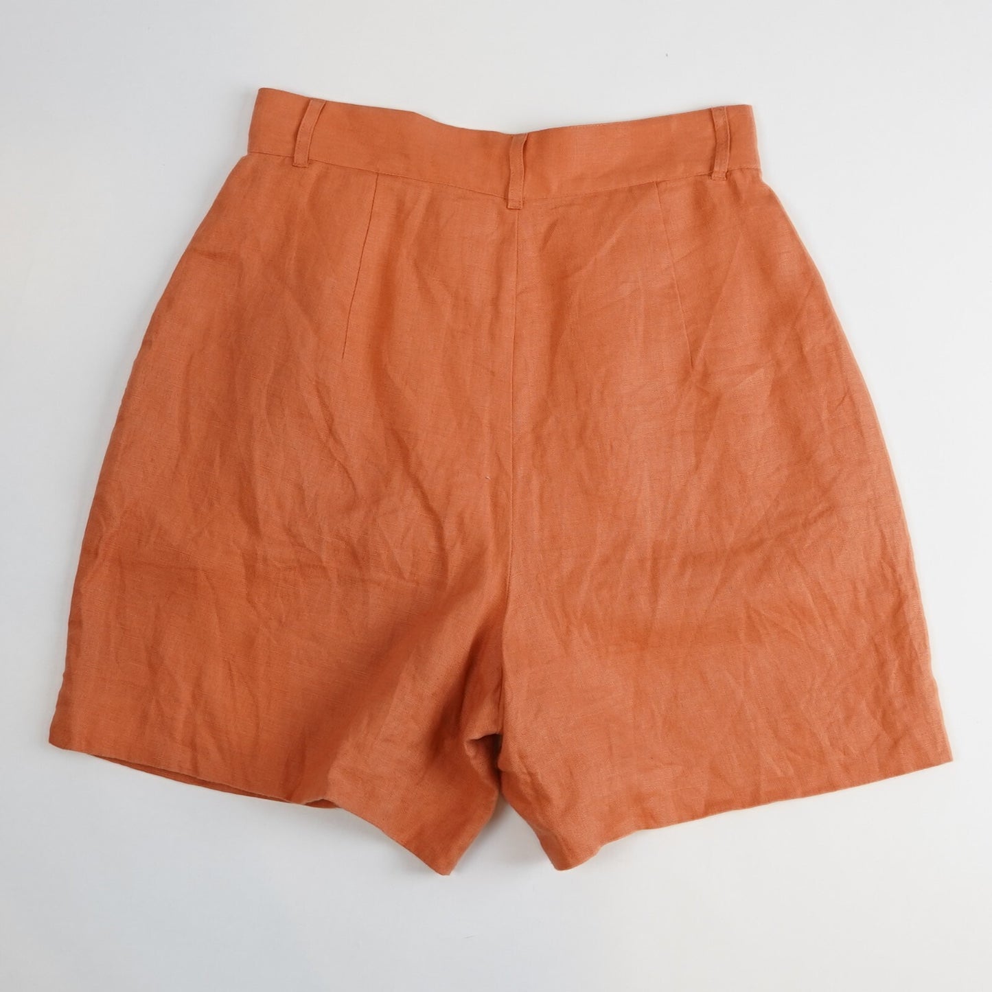 Reformation Bello Relaxed Pleated Linen Shorts Salmon - 6