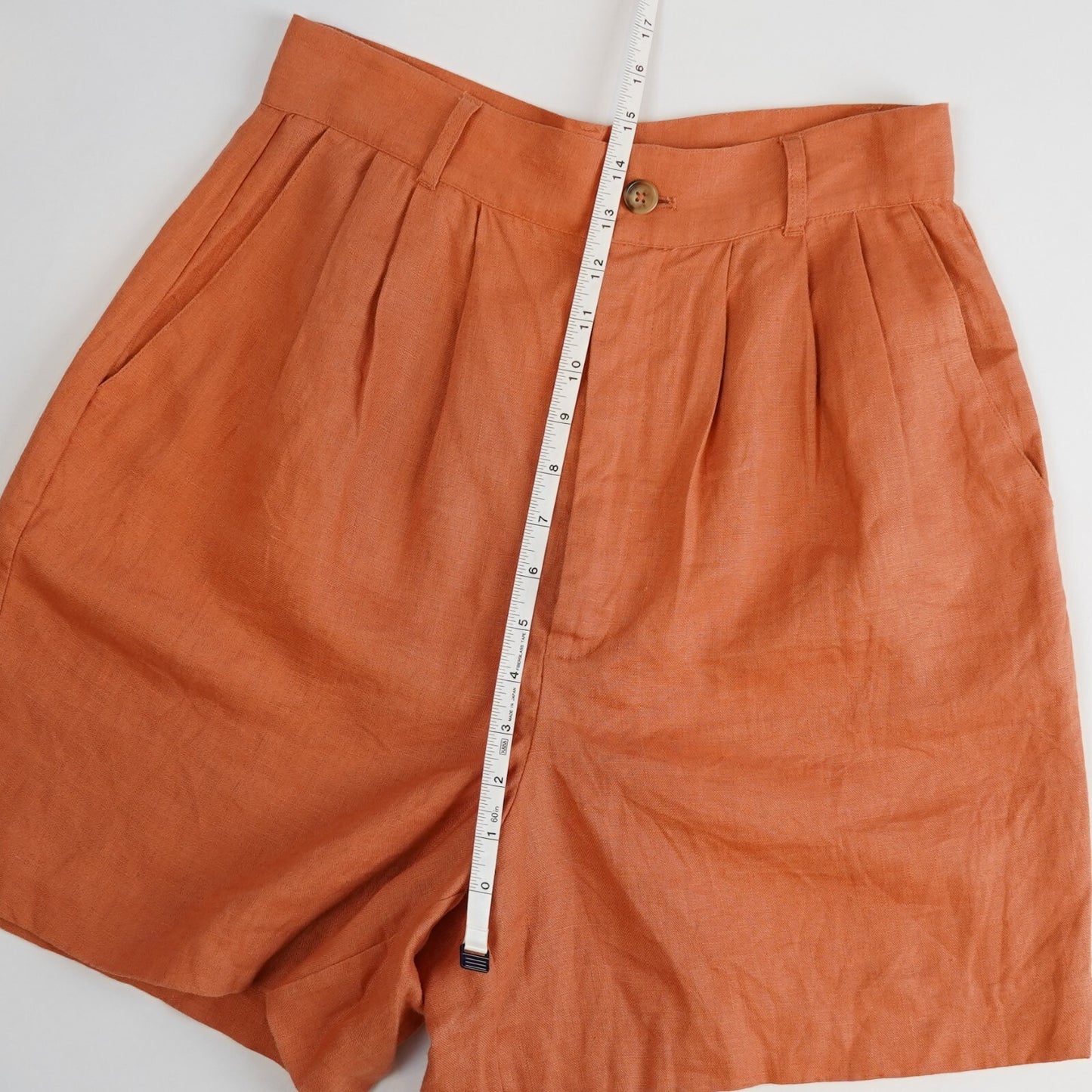 Reformation Bello Relaxed Pleated Linen Shorts Salmon - 6