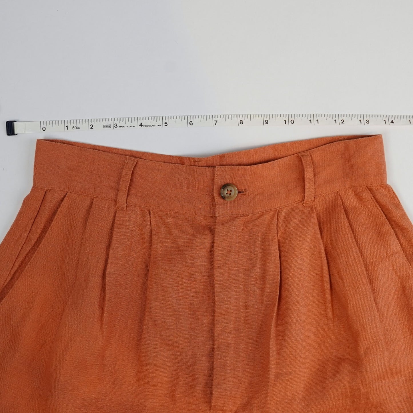 Reformation Bello Relaxed Pleated Linen Shorts Salmon - 6
