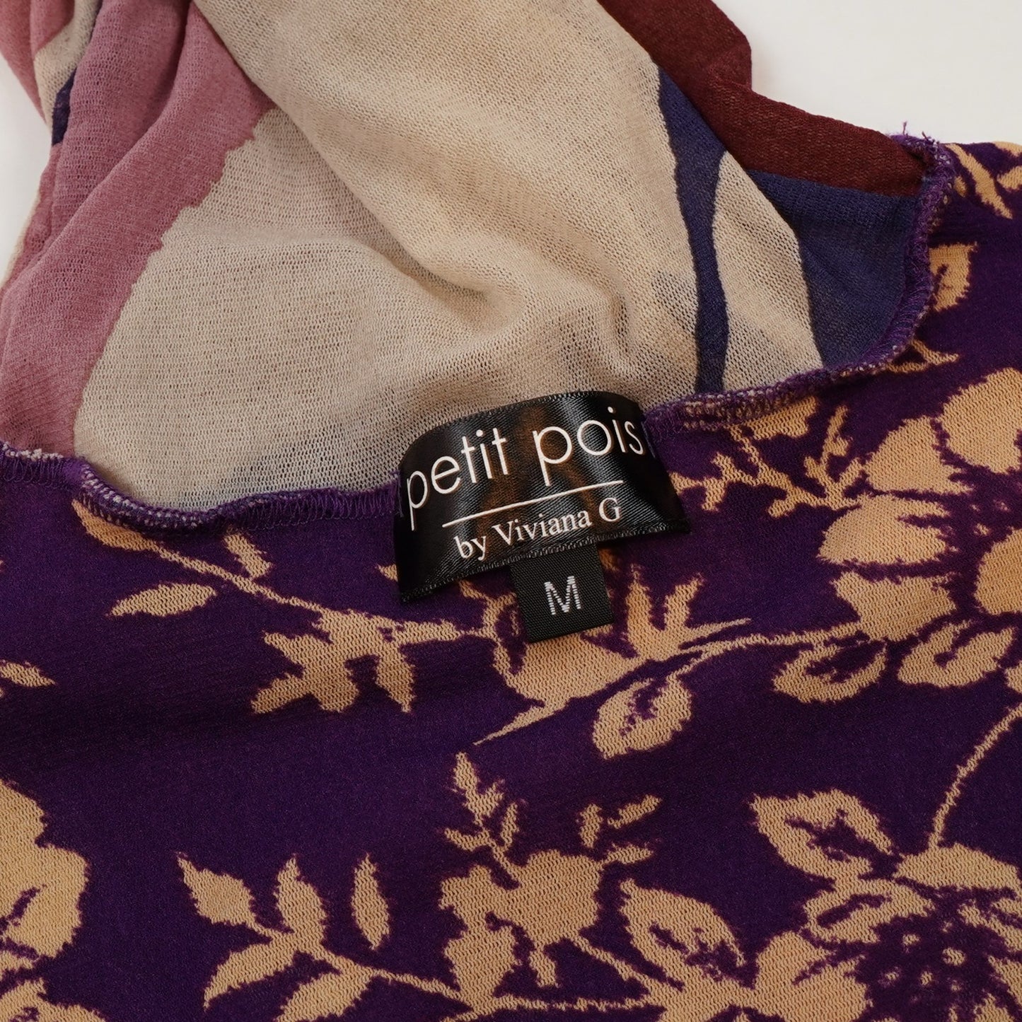 Petit Pois x Viviana G Sleeveless High Collar Top Abstract Purple Floral - M