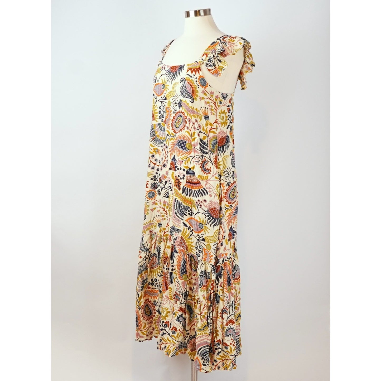 House of Harlow Tiered Floral Flutter Sleeve Midi Dress - M