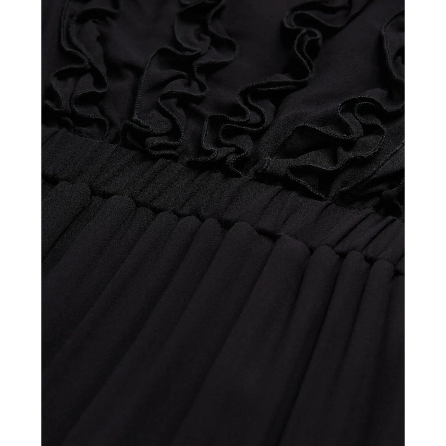 The Kooples Black Maxi Dress Ruffled Short Sleeve Dress - S