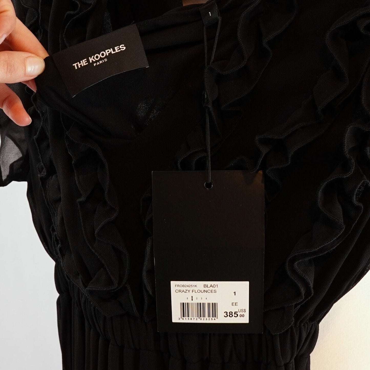 The Kooples Black Maxi Dress Ruffled Short Sleeve Dress - S