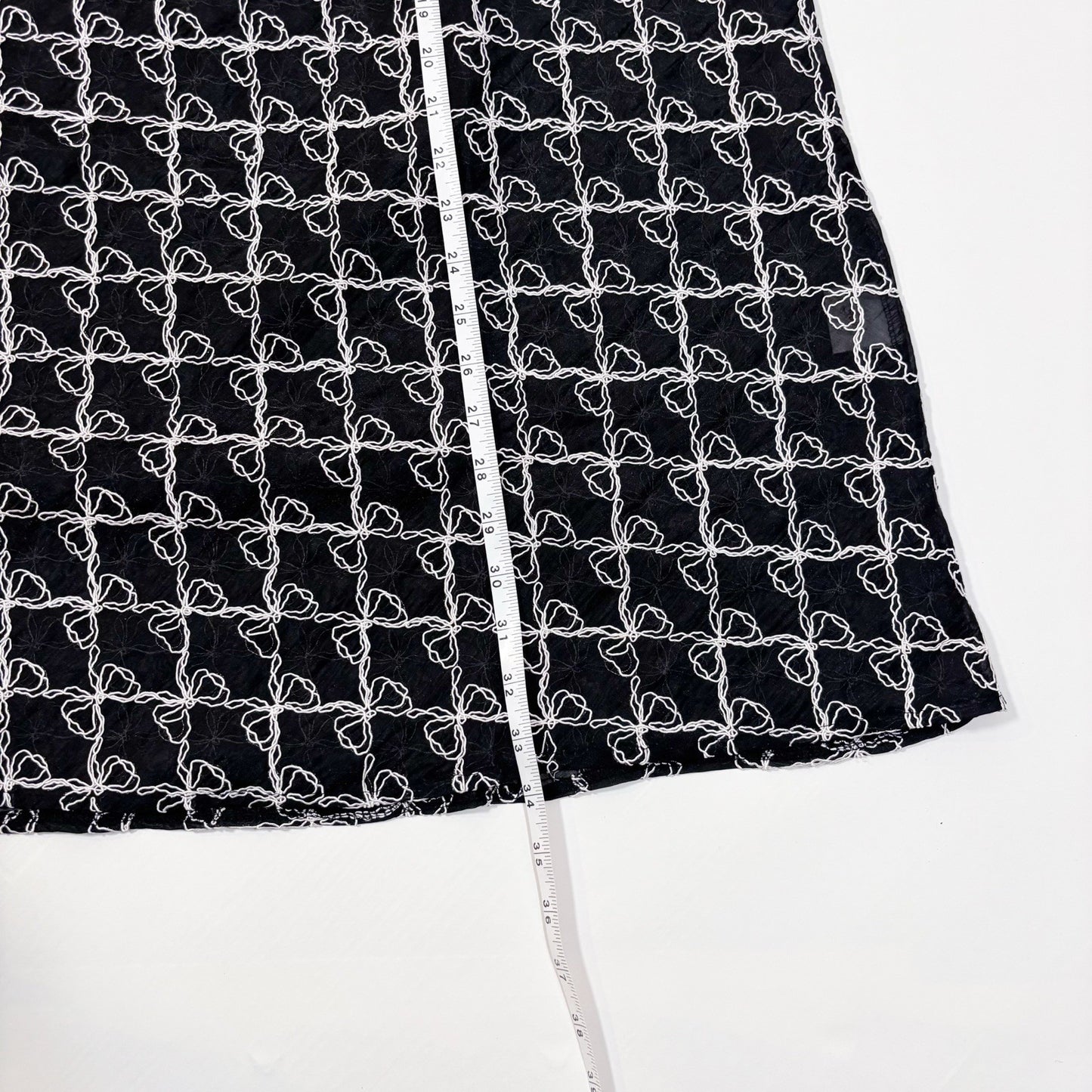 Lisa Says Gah Molly Sheer Midi Maxi Skirt Embroidered Bows Black - M/L