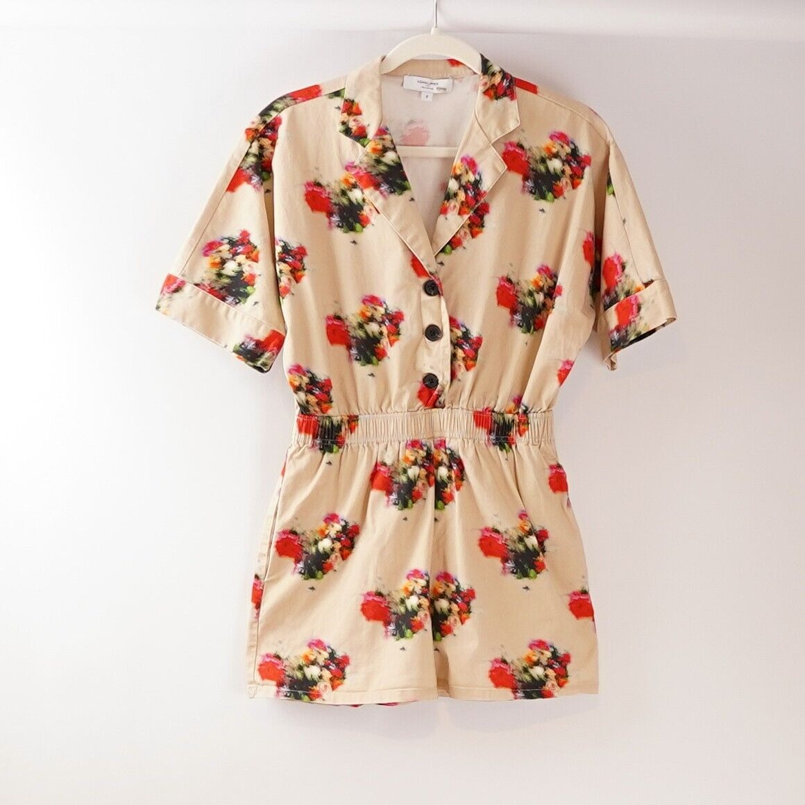 Adam Lippes Blurry Floral Short Sleeve Romper - 2