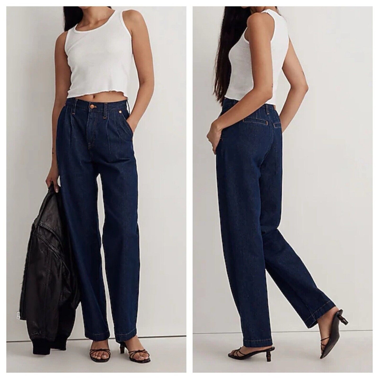 Madewell Baggy Straight Jeans in Woodham Wash: Pleated Edition - 29