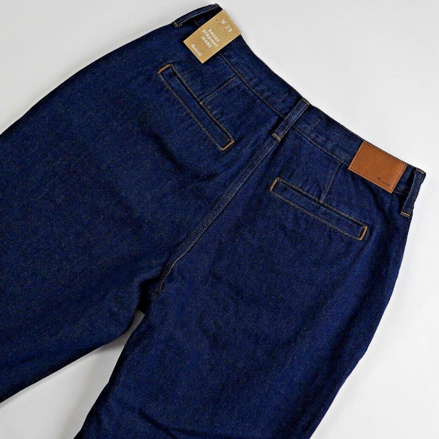 Madewell Baggy Straight Jeans in Woodham Wash: Pleated Edition - 29