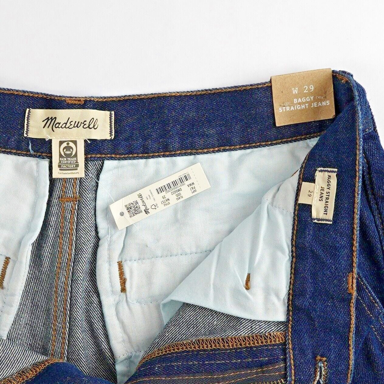 Madewell Baggy Straight Jeans in Woodham Wash: Pleated Edition - 29