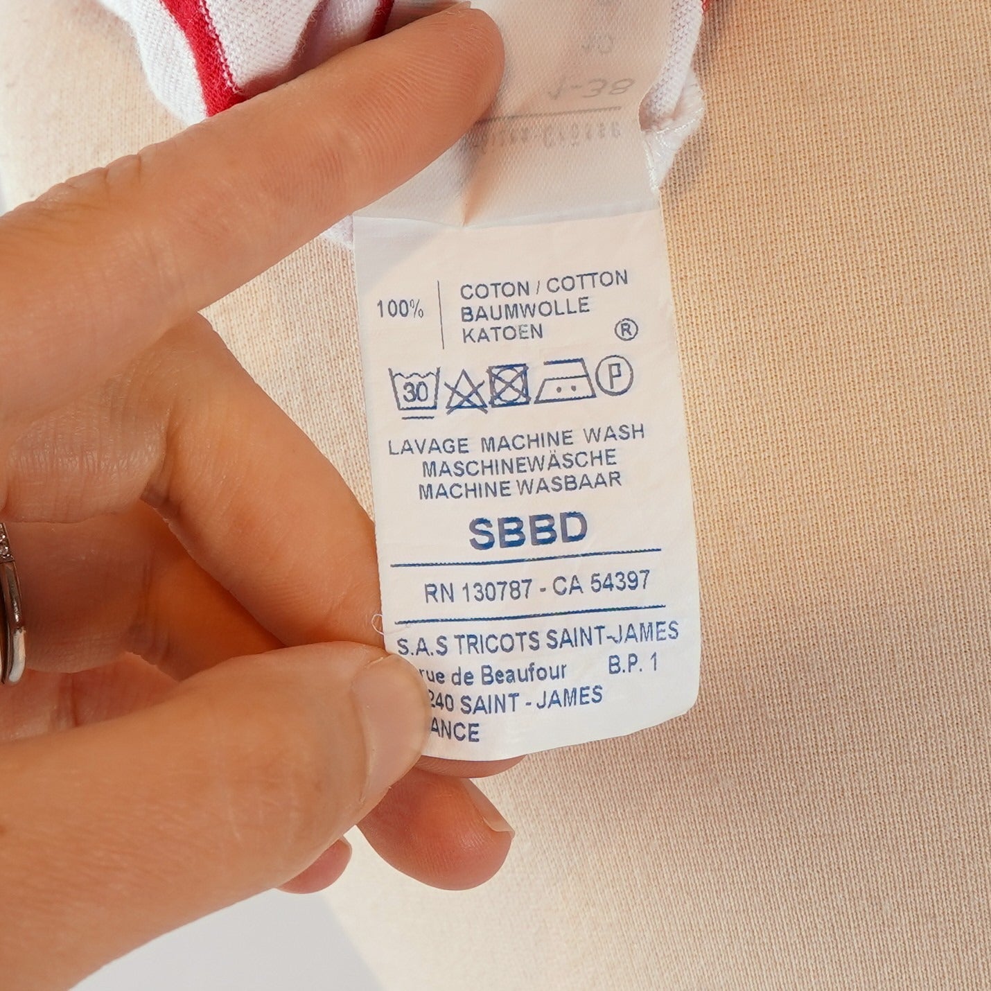 Saint James L'atelier Breton Striped Short Sleeve Shirt Red White - XS