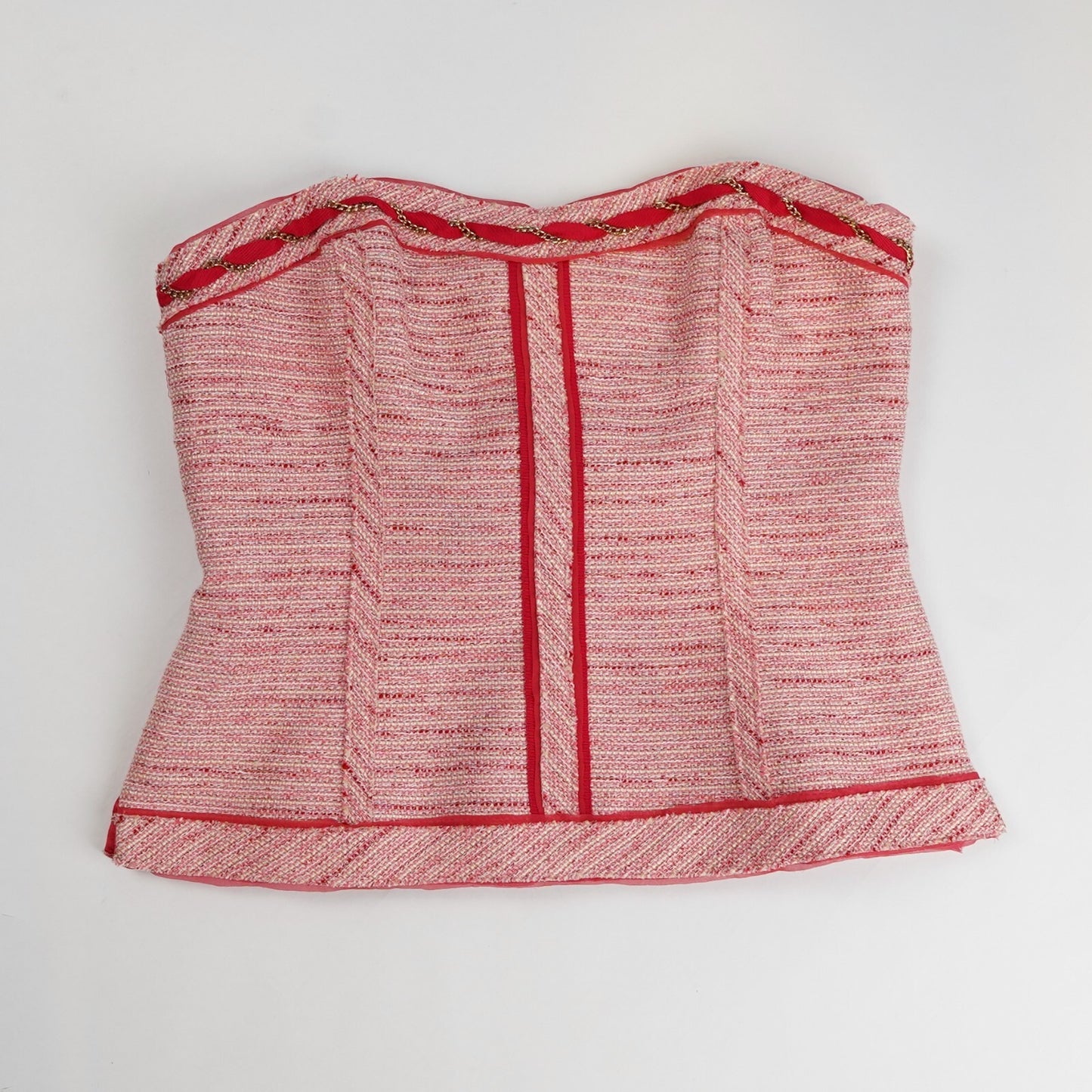 White House Black Market Pink Tweed Bustier Corset Optional Straps - 6