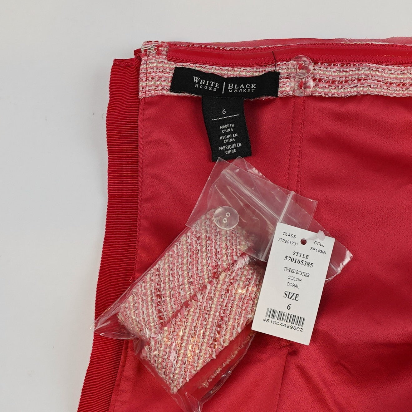 White House Black Market Pink Tweed Bustier Corset Optional Straps - 6