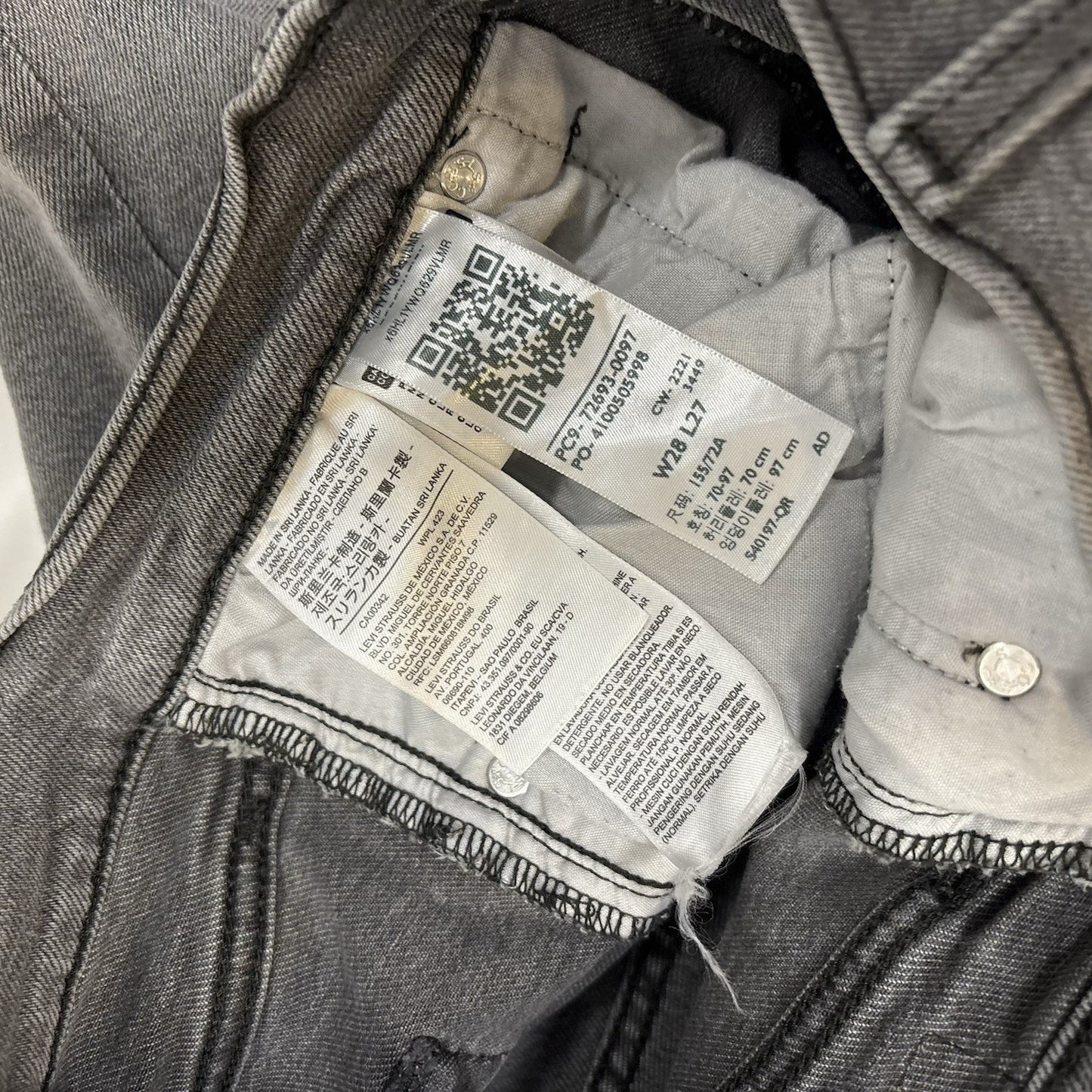 Levi's Ribcage Straight Leg High Rise Ankle Jeans Gray - 28