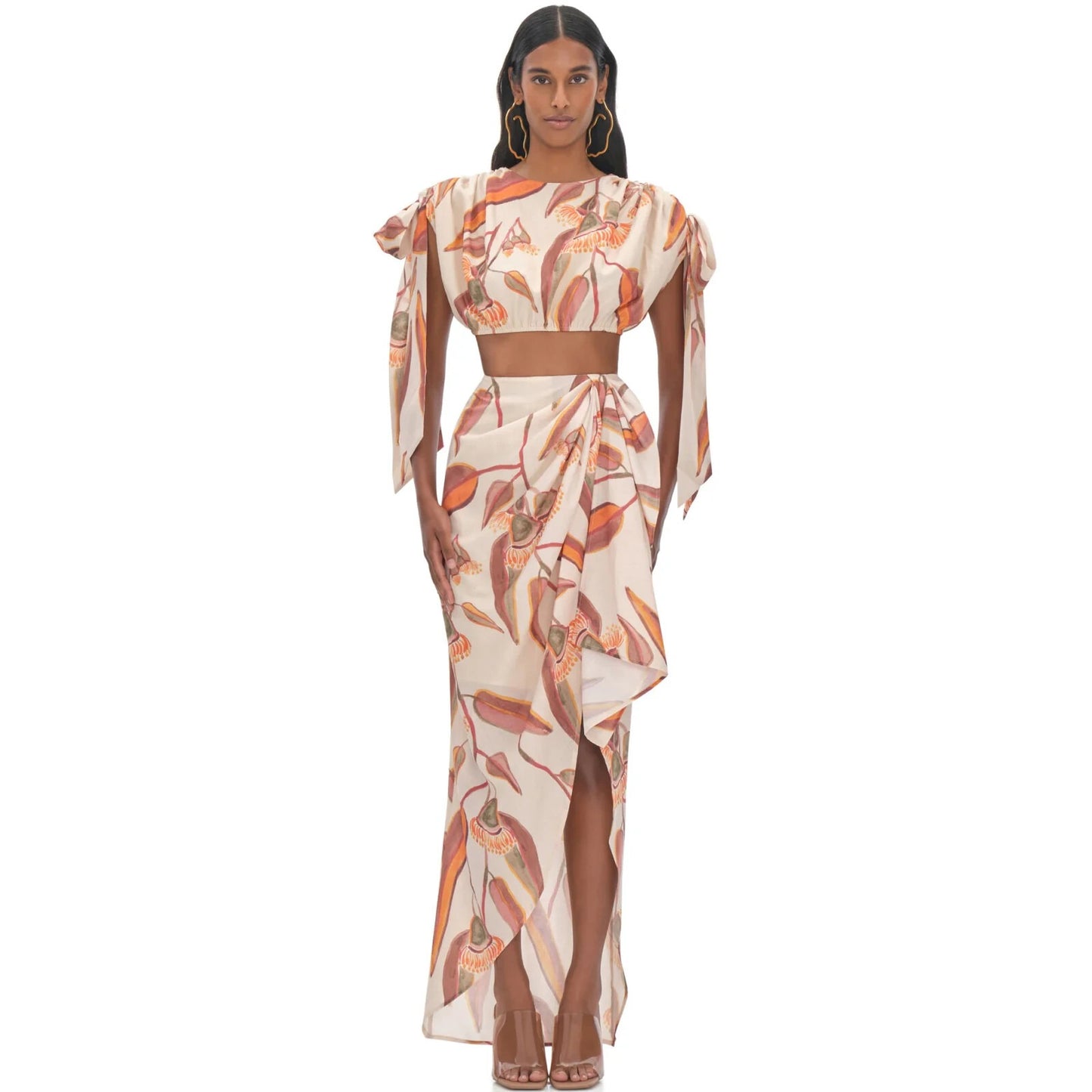 Andrea Iyamah Halima Crop Top Eucalyptus Print - M