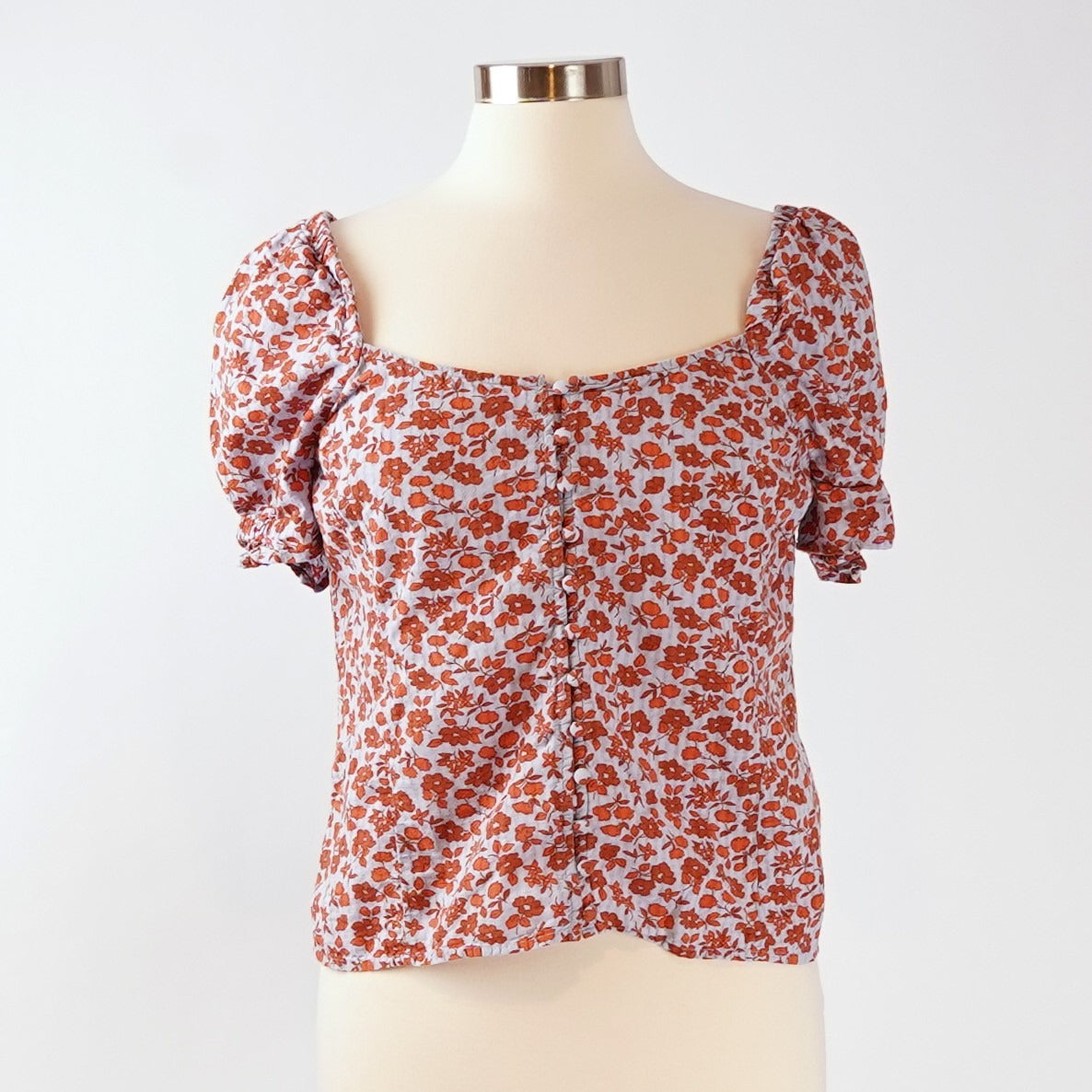 Madewell Button-Front Smocked-Back Top in Piccola Floral - 4
