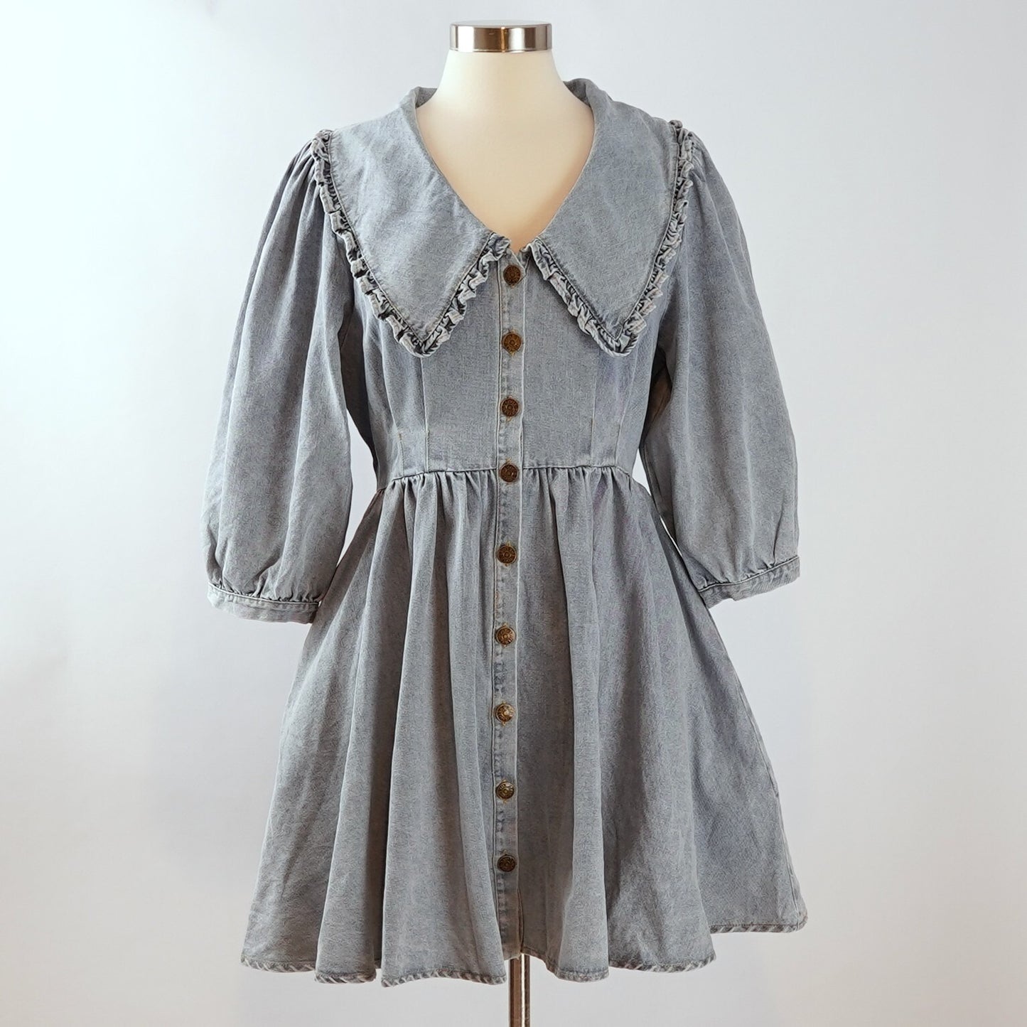 Sofie the Label Lainey Denim Mini Dress Peter Pan Collar - M