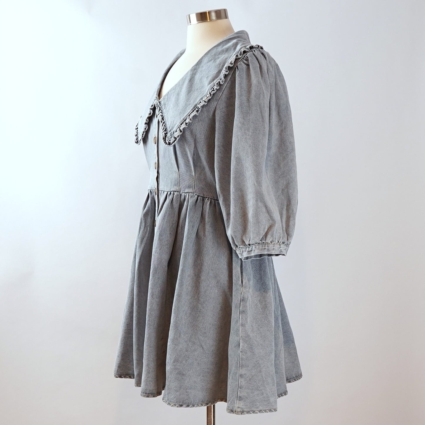 Sofie the Label Lainey Denim Mini Dress Peter Pan Collar - M