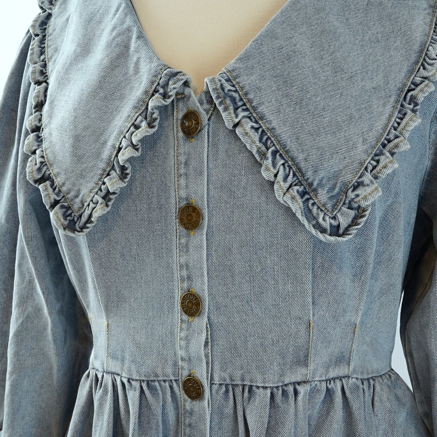 Sofie the Label Lainey Denim Mini Dress Peter Pan Collar - M