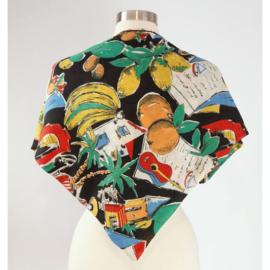 J Crew Postcard Print Tropical Fruit Scarf - 41 x 41