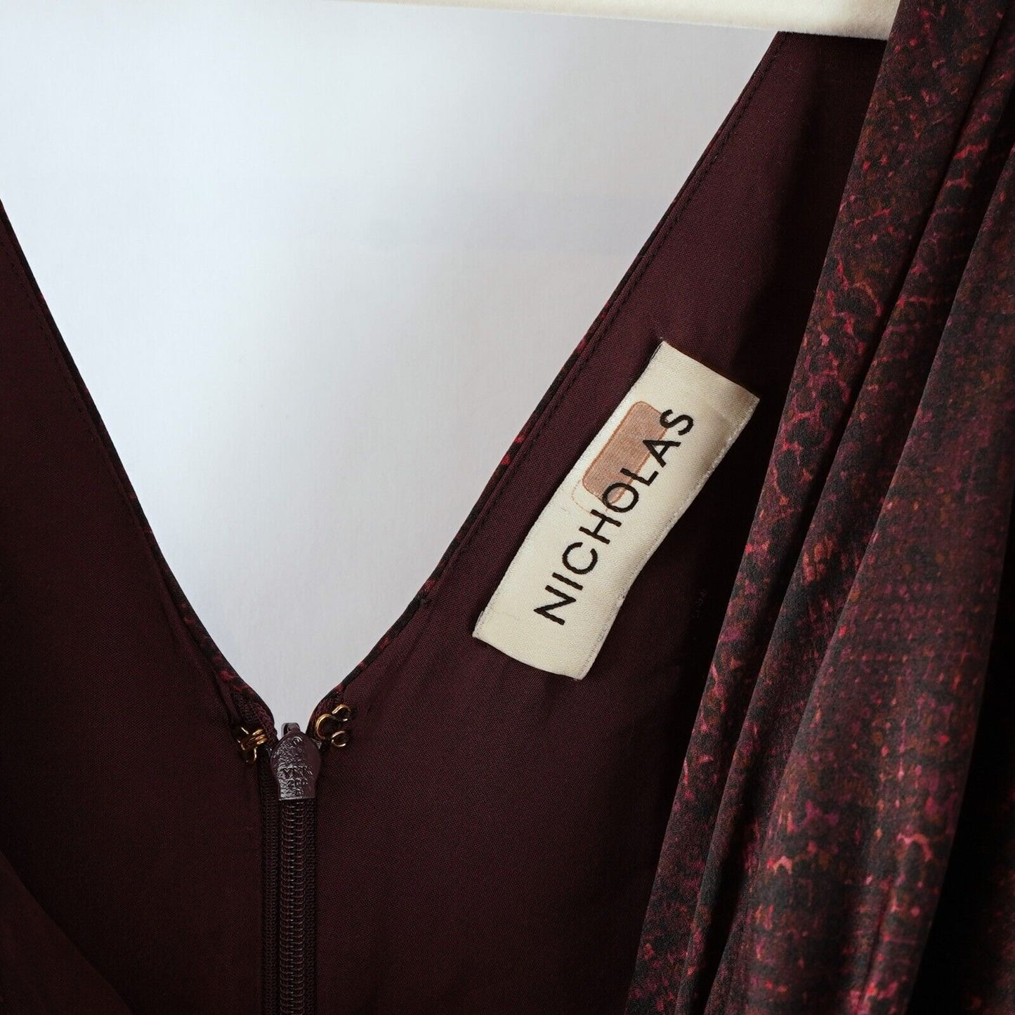 Nicholas Silvina Twist Wrap Cutout Snakeskin Gown 100% Silk - XS