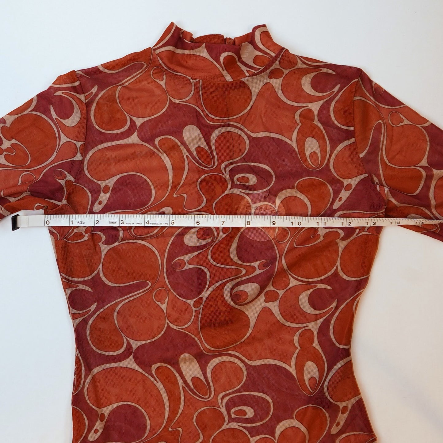 Andrea Iyamah Elle Mesh Caro Print Leotard Bodysuit - XS