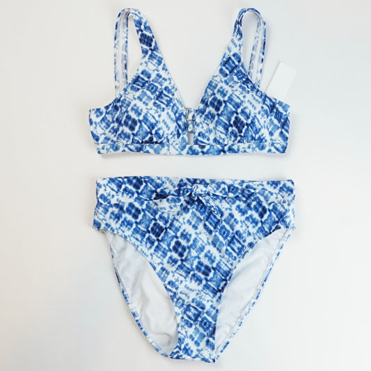 Splendid Bikini High Waist Tie Front Hidden Shores Blue Tie Dye - L