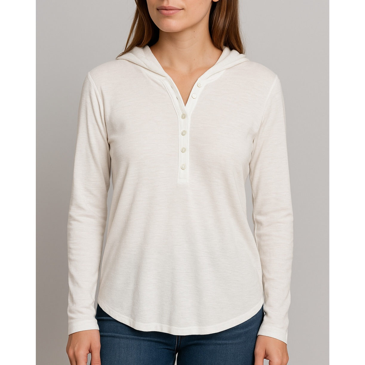 James Perse Thermal Waffle Knit Hooded Henley White - XL