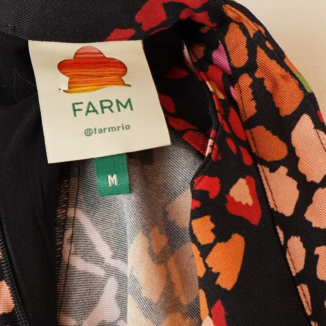 Farm Rio Leopard Long Sleeve Blouse Cutouts Black Multi - M