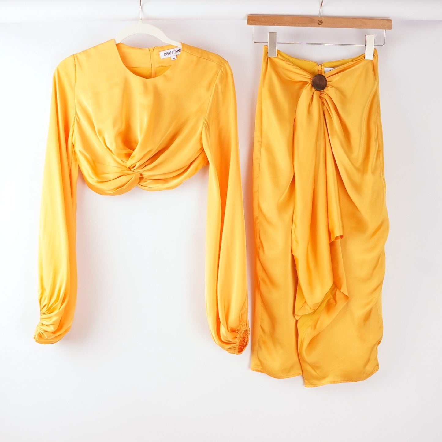 Andrea Iyamah Behati Crop Top + Skirt Set Marigold Yellow - XS