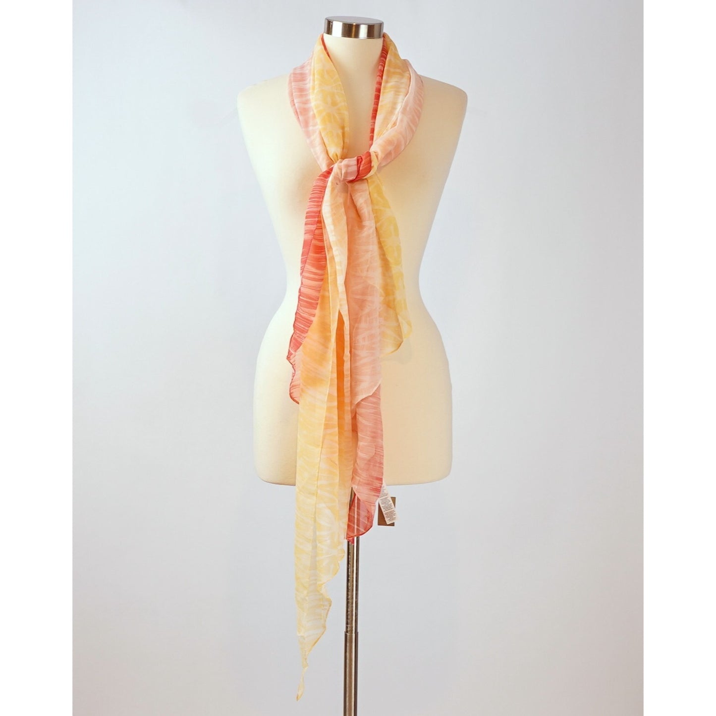 Chicos Salmon Yellow Ombre Angled Oblong Scarf/Sarong