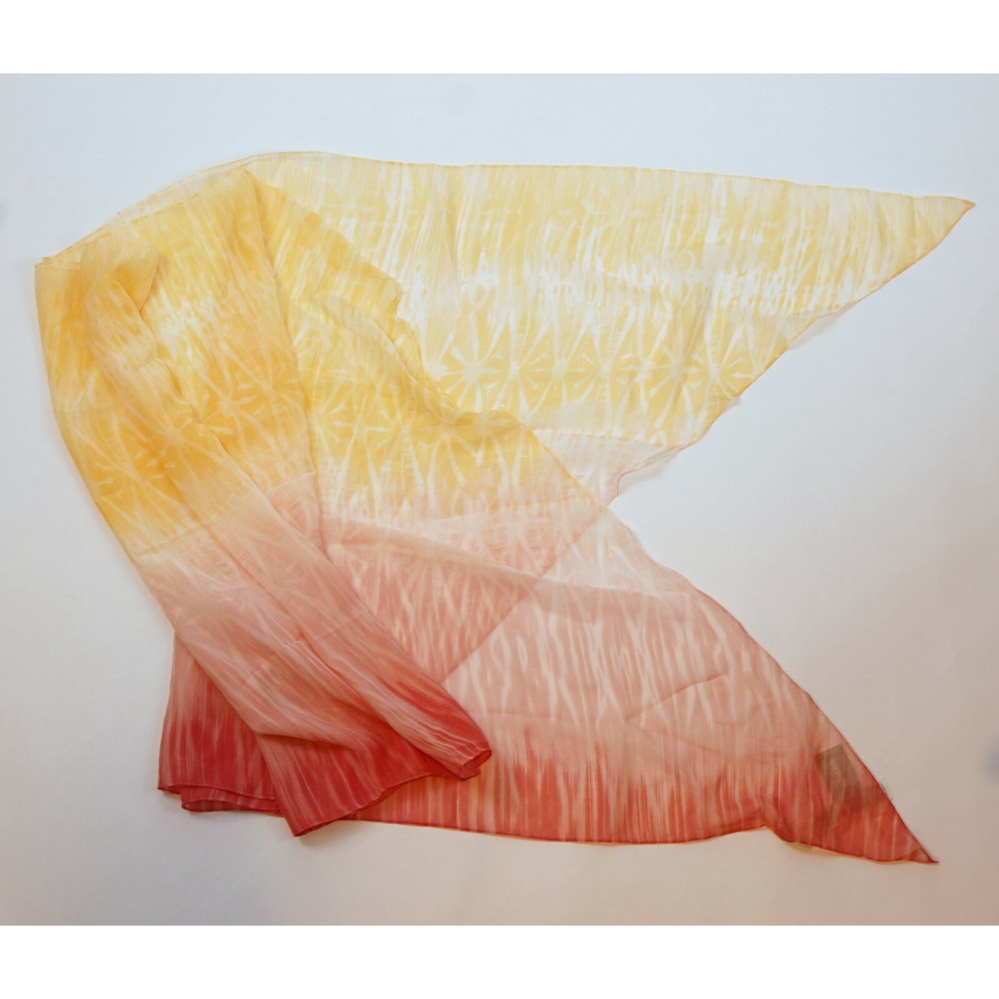 Chicos Salmon Yellow Ombre Angled Oblong Scarf/Sarong
