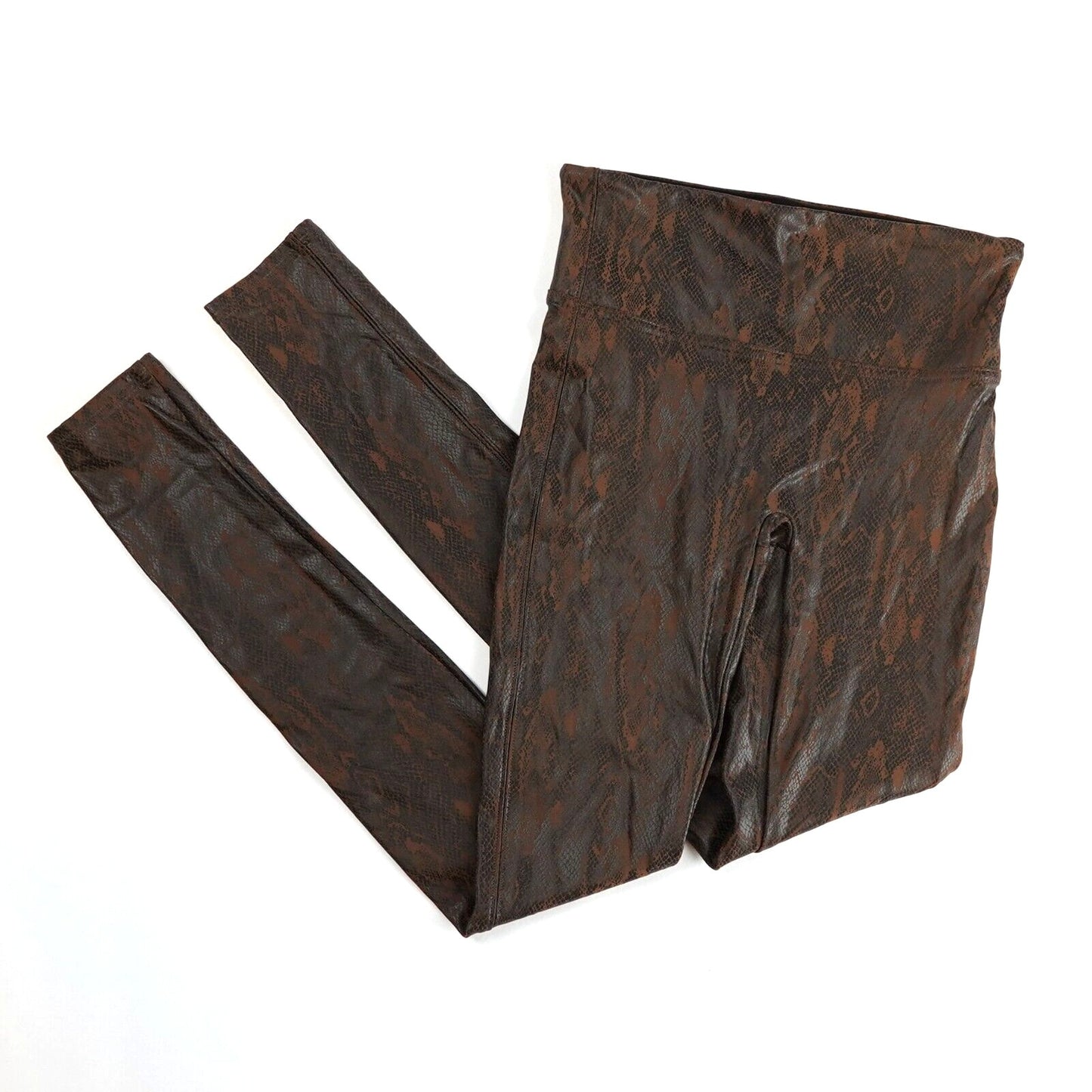 Spanx Snake-Printed Faux Leather Leggings Brown - S