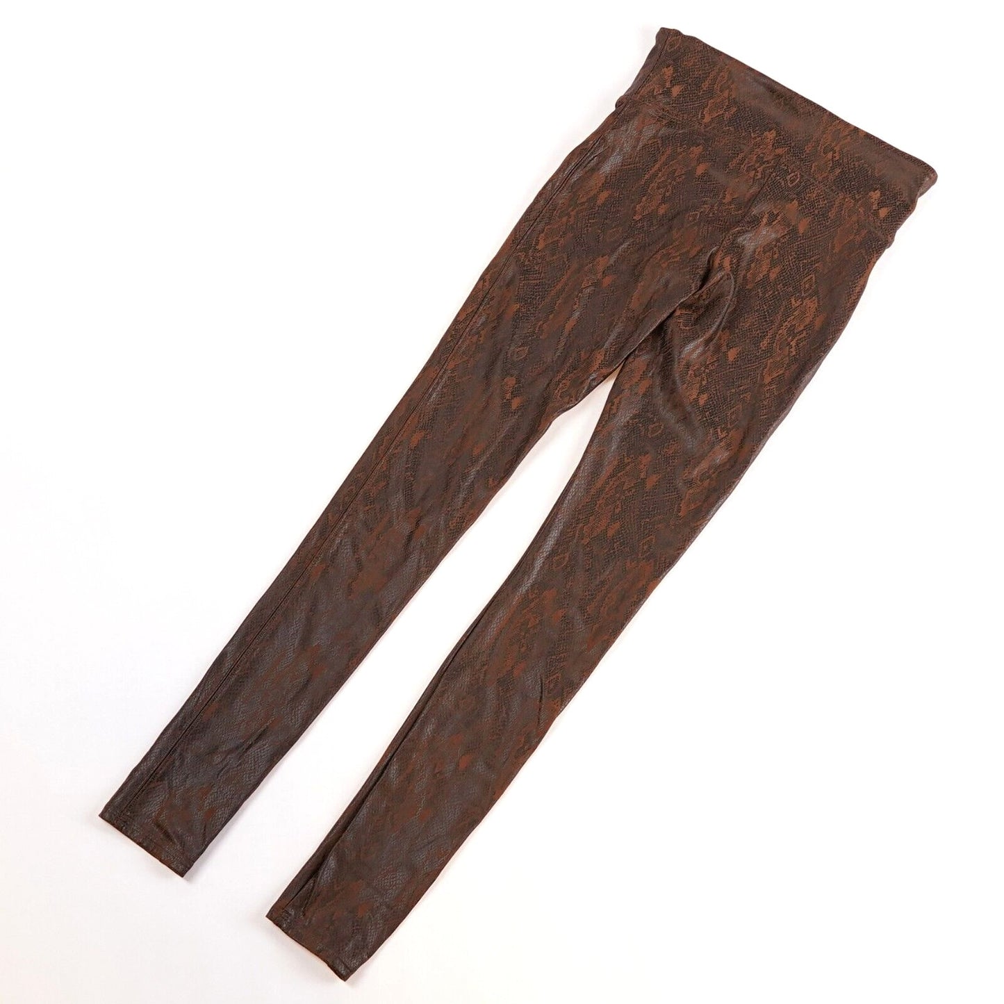 Spanx Snake-Printed Faux Leather Leggings Brown - S