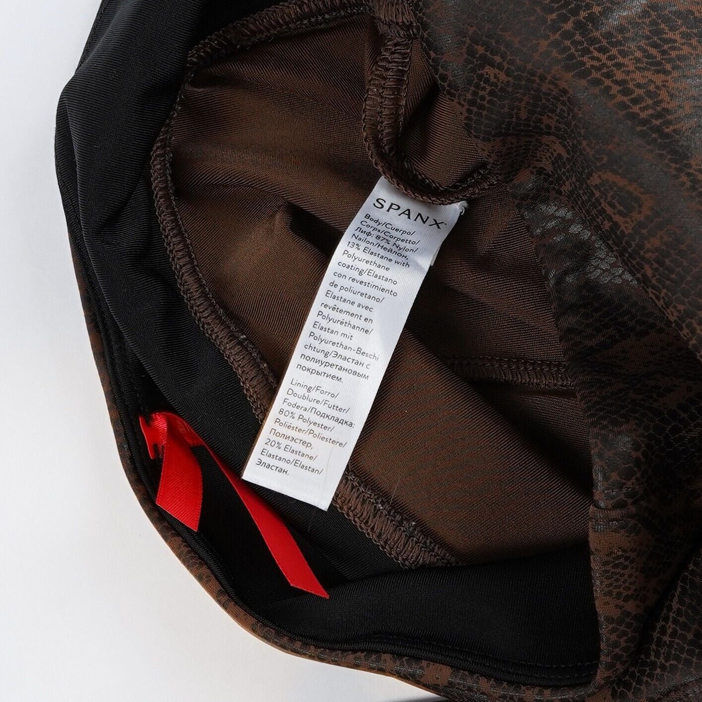 Spanx Snake-Printed Faux Leather Leggings Brown - S