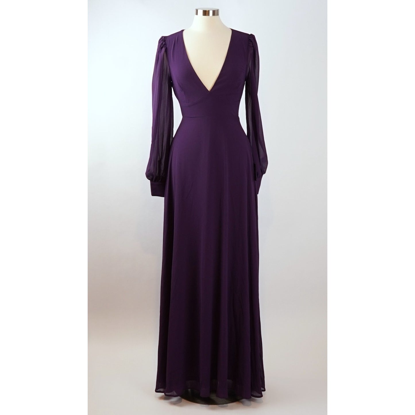 Lulu's Talk About Divine Purple Long Sleeve Backless Maxi Dress - M